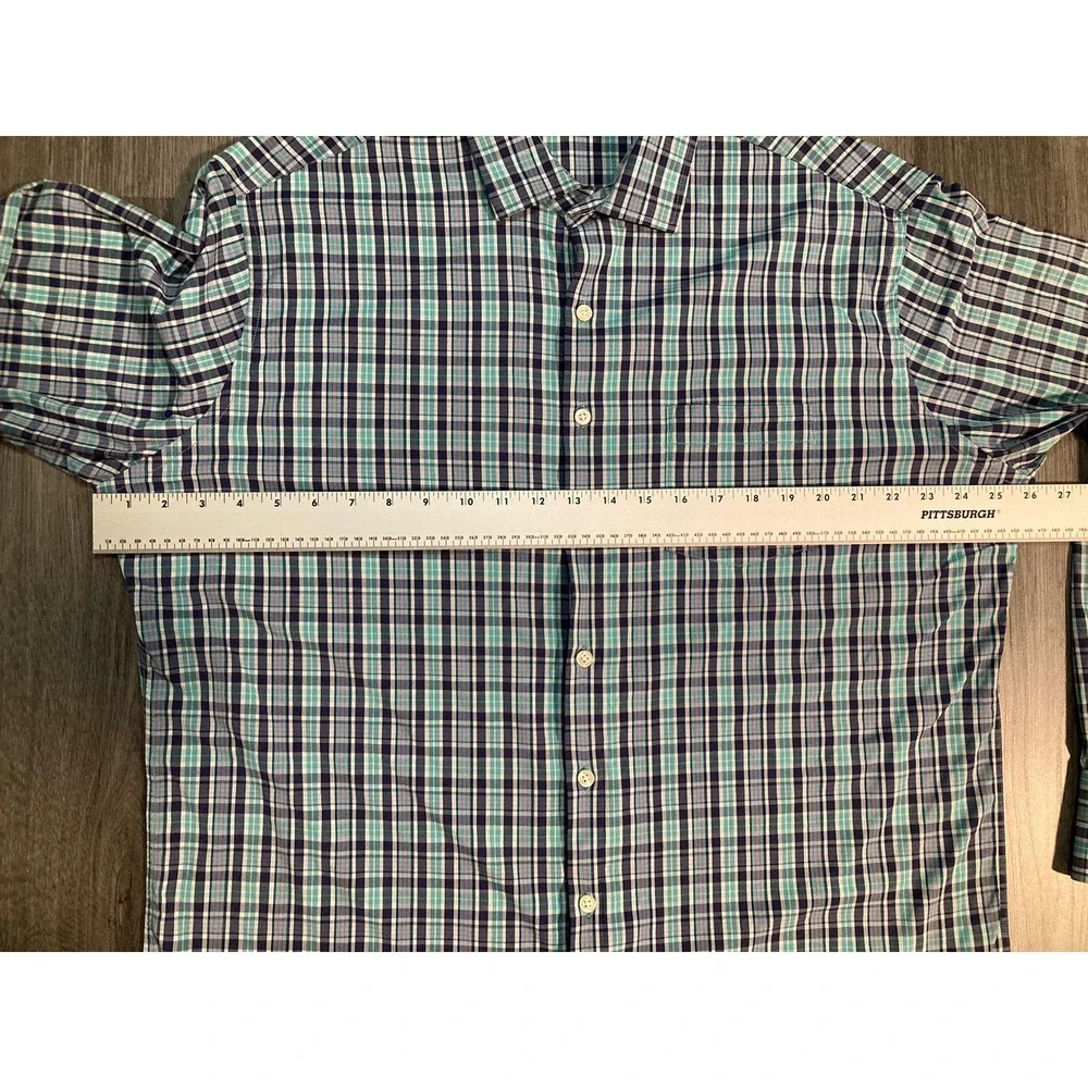 Peter Millar Summer Comfort Shirt Mens Blue Plaid Long Sleeve Shirt Size XL - Picture 5 of 8